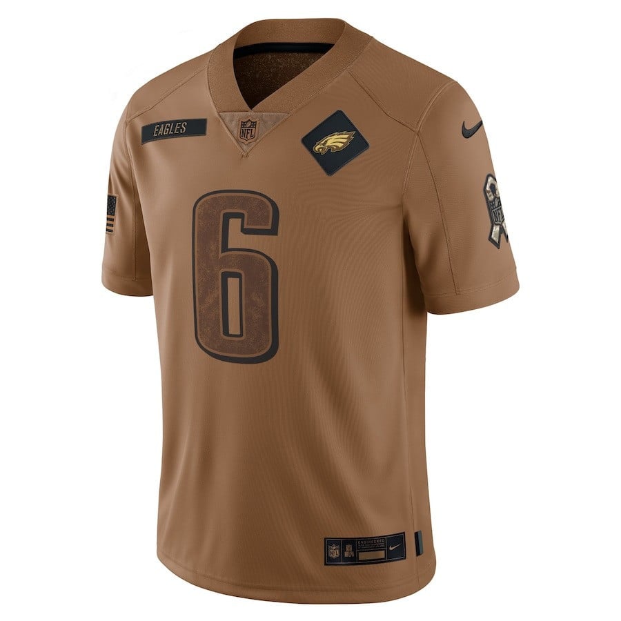 DeVonta Smith 6 Philadelphia Eagles 2023 Salute To Service Limited Jersey - Brown