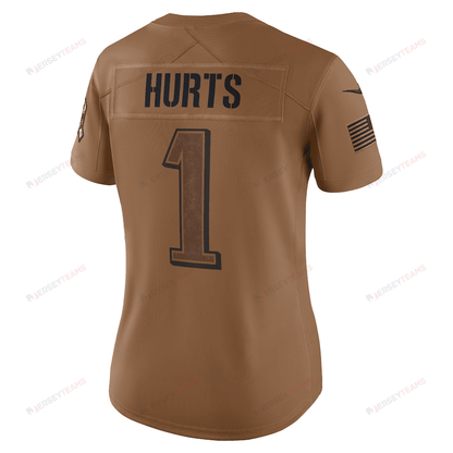 Jalen Hurts 1 Philadelphia Eagles 2023 Salute To Service Limited Women Jersey - Brown