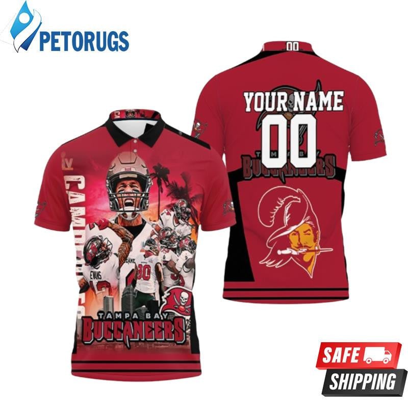 Tampa Bay Buccaneers Liv Champion Legend Custom Name & Number Printed Polo Shirt