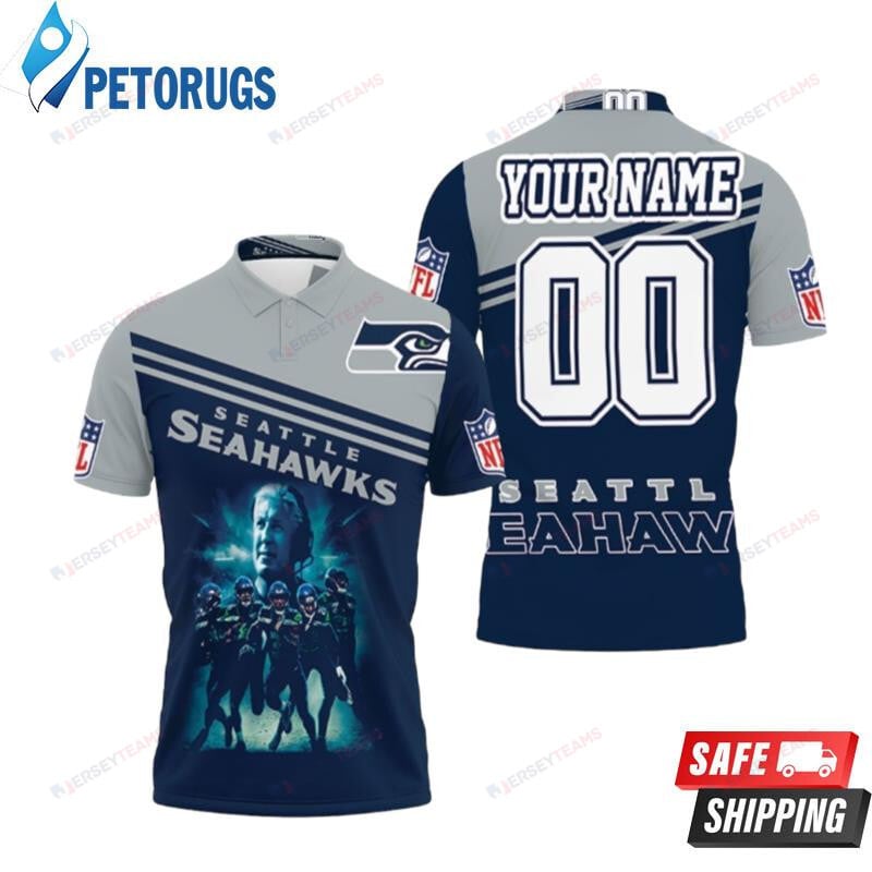 Seattle Seahawks Legend Players And Coach Custom Name & Number Printed Polo Shirt