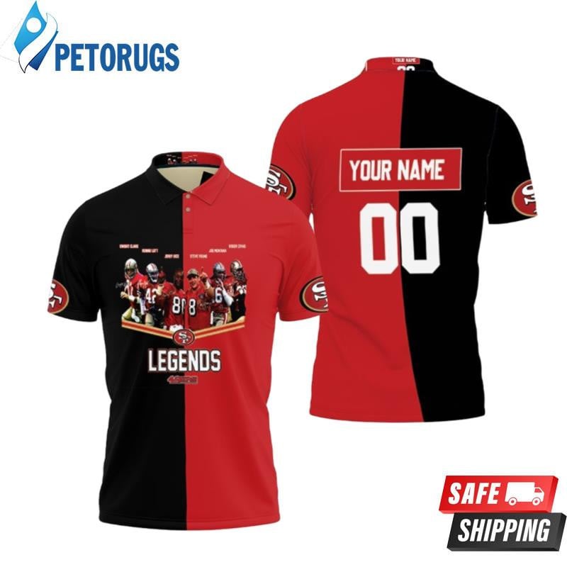 San Francisco 49ers Legends Signed Custom Name & Number Printed Polo Shirt