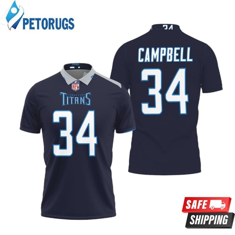 Earl Campbell 34 Tennessee Titans Great Player American Football Team New Game Navy 2019 Printed Polo Shirt