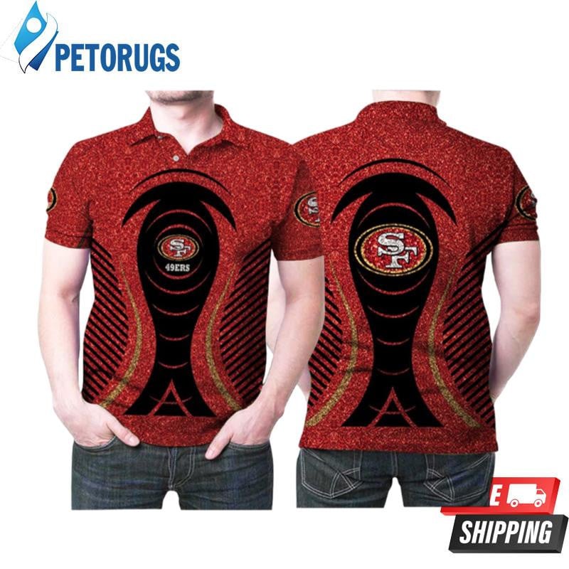 San Francisco 49ers Red Glitter Pattern Printed Polo Shirt