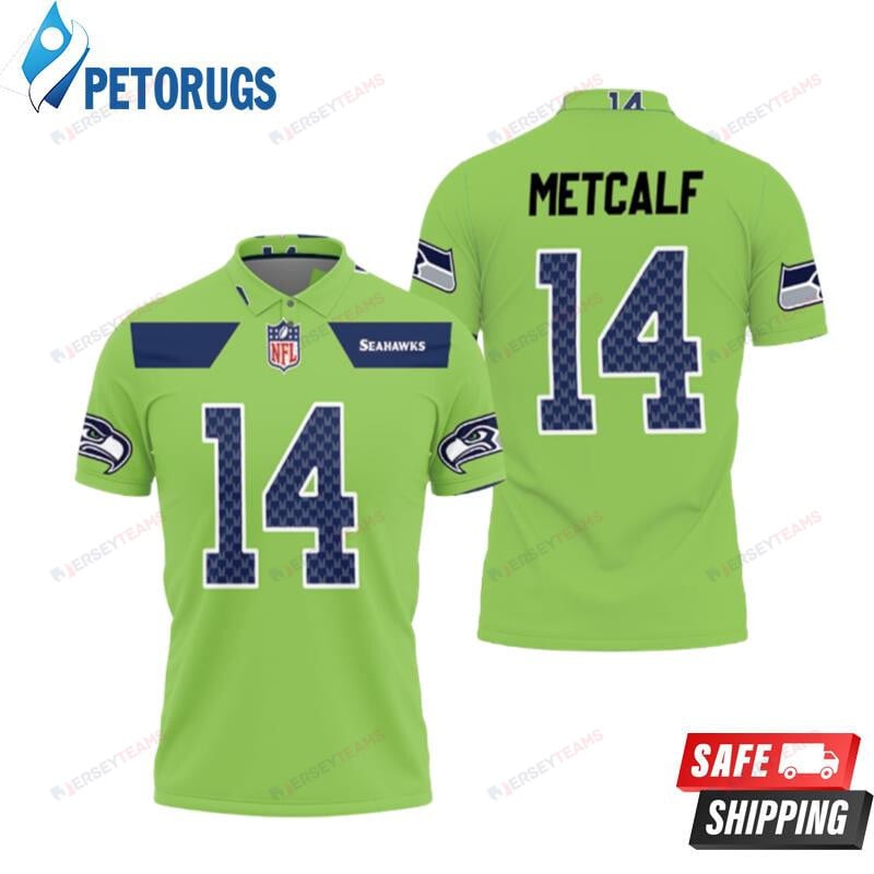 Dk Metcalf 14 Seattle Seahawks American Football Green Color Rush Legend Printed Polo Shirt