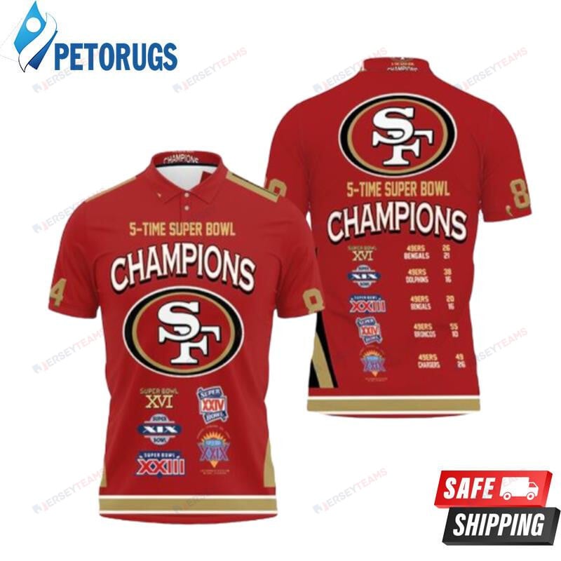 San Francisco 49ers 5 Time Super Bowl Champions Printed Polo Shirt