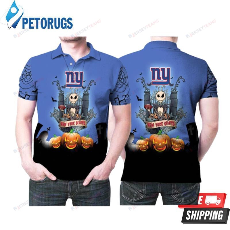 Jack Skellington New York Giants Pumpkins Halloween Printed Polo Shirt