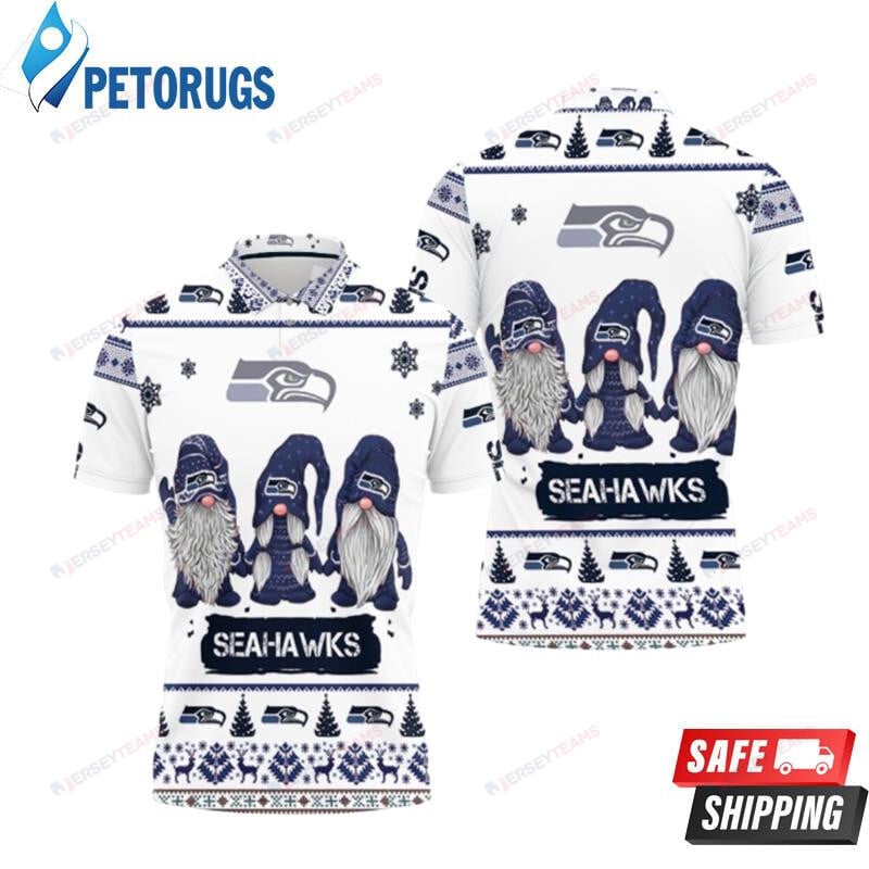 Christmas Gnomes Seattle Seahawks Ugly Sweat Printed Polo Shirt