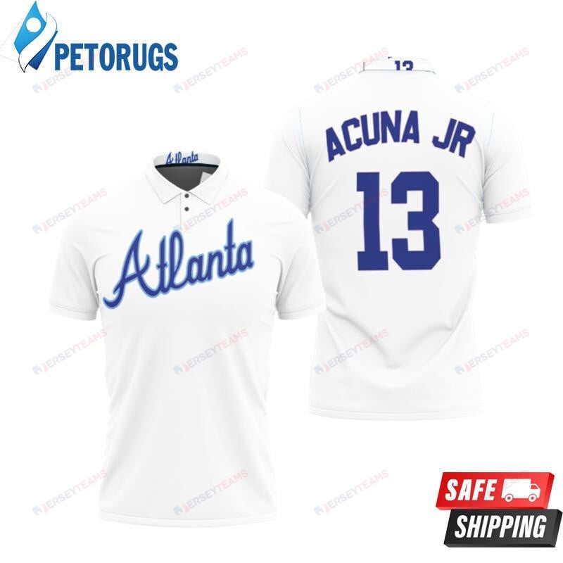 Atlanta Braves Ronald Jr #13 Big Tall Cooperstown Collection Mesh Wordmark Printed Polo Shirt