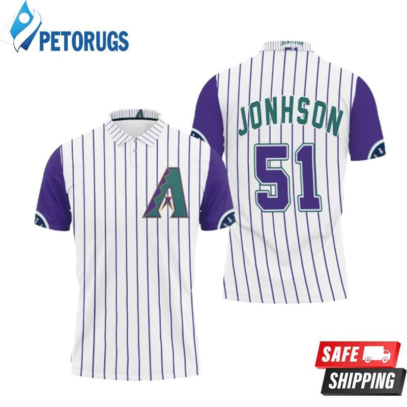 Arizona Diamondbacks Randy Johnson 51 2020 White Purple Inspired Printed Polo Shirt