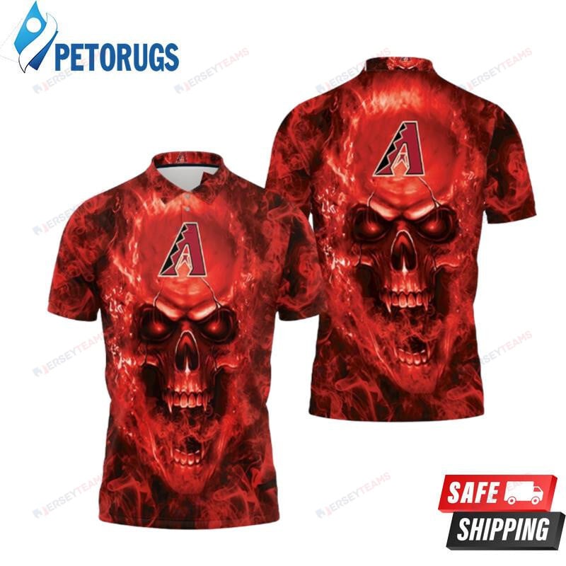 Arizona Diamondbacks Red Skull Printed Polo Shirt
