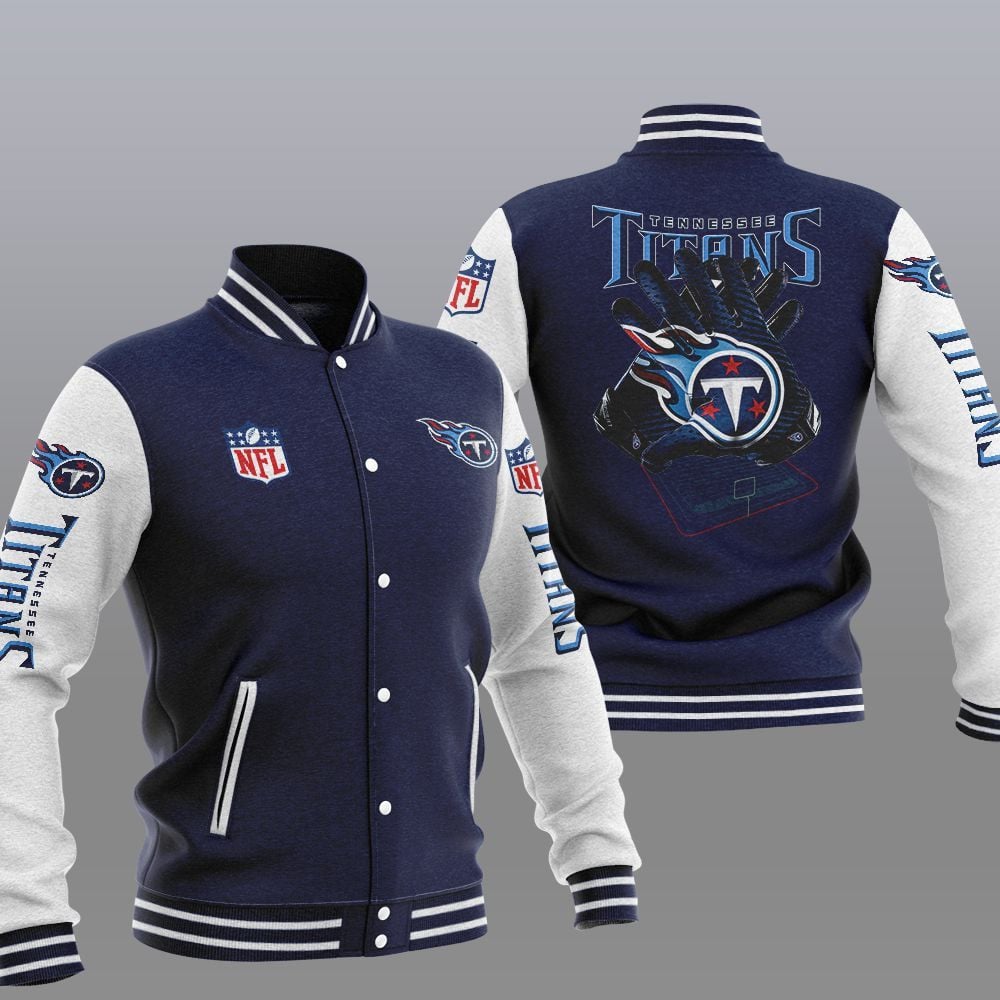 Tennessee Titans Navy Blue - AOP Varsity Jacket - All-Over-Printed Jacket