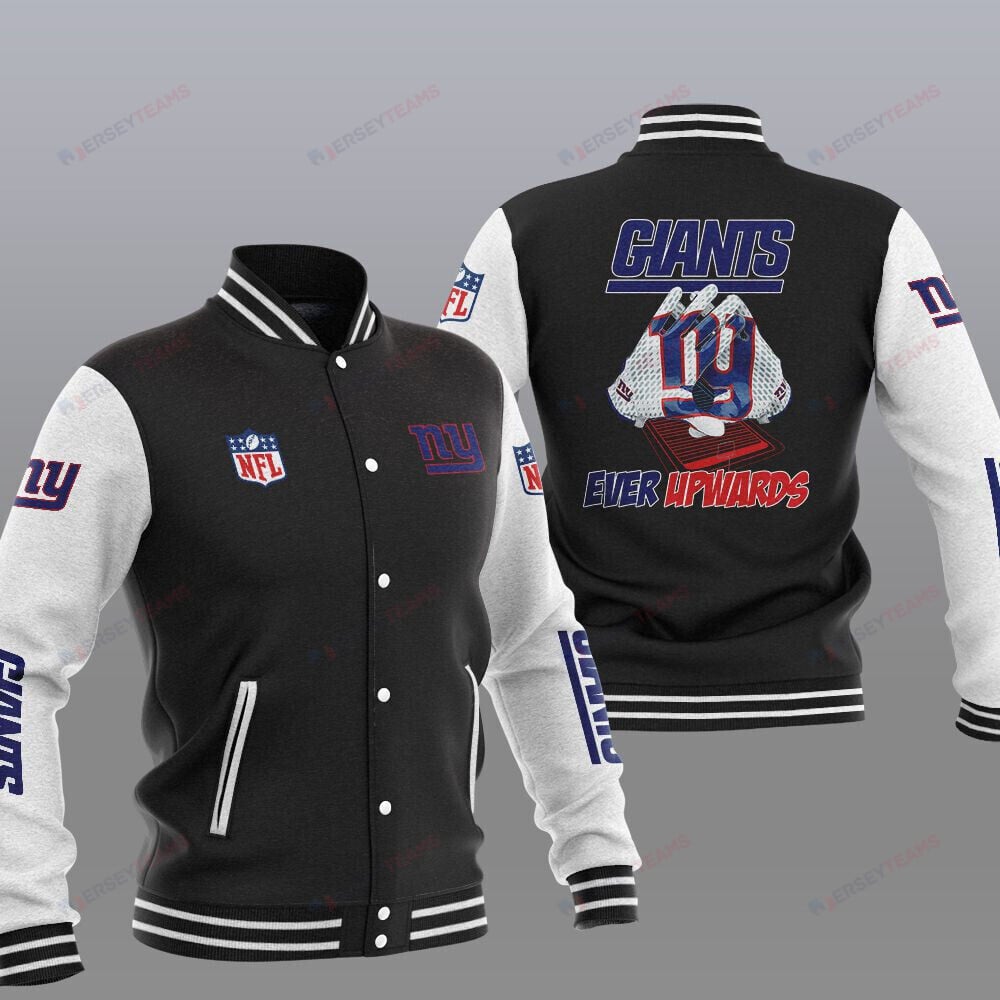 New York Giants Black Ever Upwards - AOP Varsity Jacket - All-Over-Printed Jacket