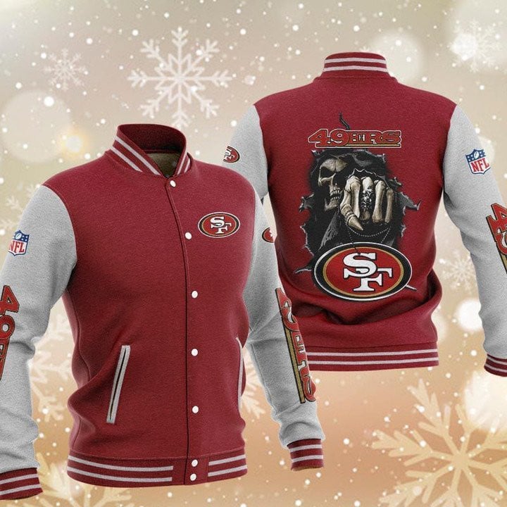 San Francisco 49ers Skull Boxing Red Grey - AOP Varsity Jacket - All-Over-Printed Jacket