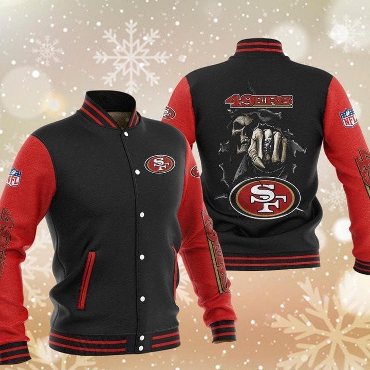San Francisco 49ers Skull Boxing Black Red - AOP Varsity Jacket - All-Over-Printed Jacket