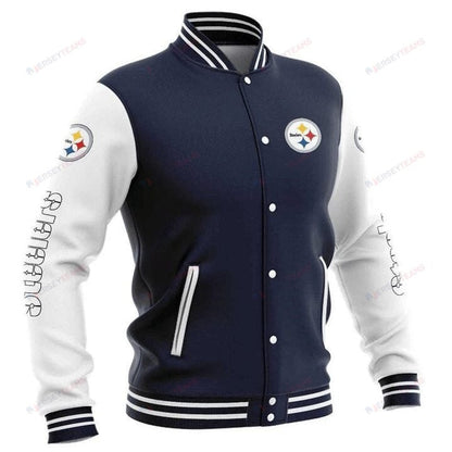 Pittsburgh Steelers Dark Blue White - AOP Varsity Jacket - All-Over-Printed Jacket