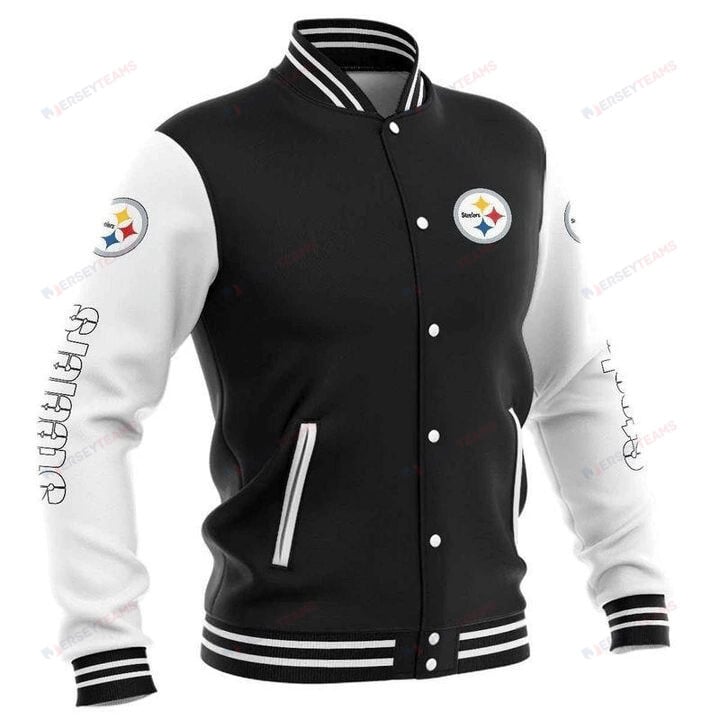 Pittsburgh Steelers Black White - AOP Varsity Jacket - All-Over-Printed Jacket
