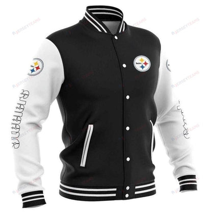Pittsburgh Steelers Black White - AOP Varsity Jacket - All-Over-Printed Jacket