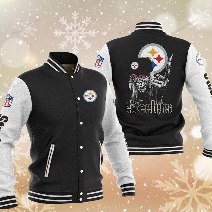 Pittsburgh Steelers Maiden Black - AOP Varsity Jacket - All-Over-Printed Jacket