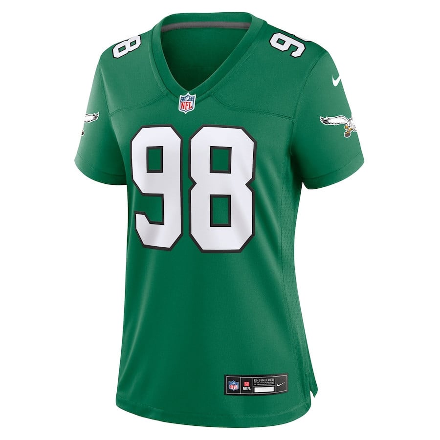 Jalen Carter 98 Philadelphia Eagles Women Alternate Game Jersey - Kelly Green