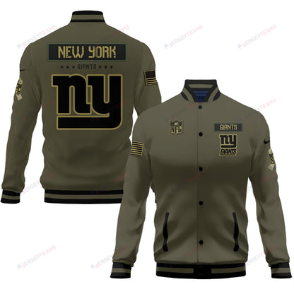 New York Giants 2023 Salute To Service Club Baseball Jacket Varsity Jacket - Green - All-Over-Printed Jacket