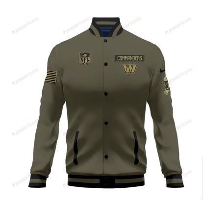 Washington Commanders 2023 Salute To Service Club Baseball Jacket Varsity Jacket - Green - All-Over-Printed Jacket