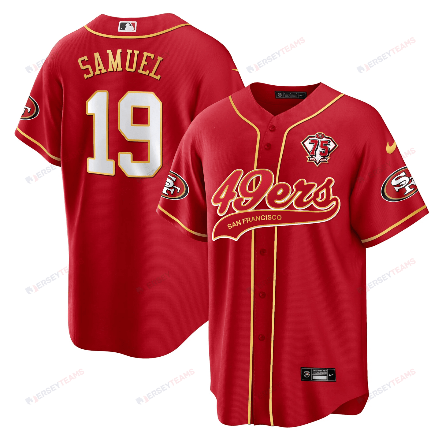 Deebo Samuel 19 San Francisco 49ers Baseball Men Jersey - Red