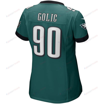 Mike Golic 90 Philadelphia Eagles Women Game Retired Jersey - Midnight Green