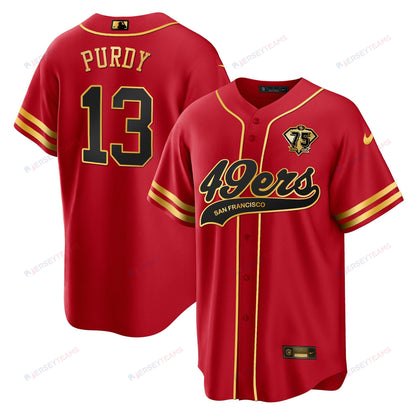 Brock Purdy 13 San Francisco 49ers Baseball Men Jersey - Black Red