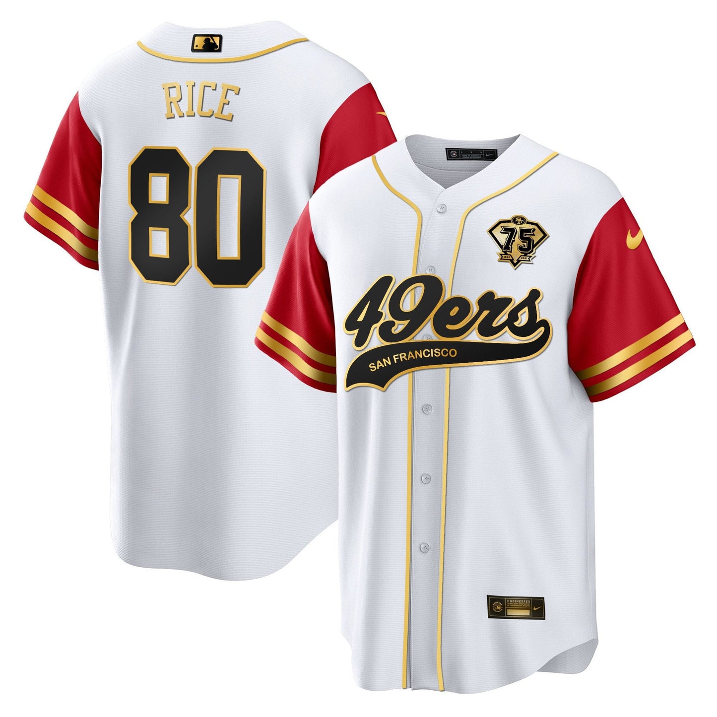 Jerry Rice 80 San Francisco 49ers Baseball Men Jersey - Color Sleeve