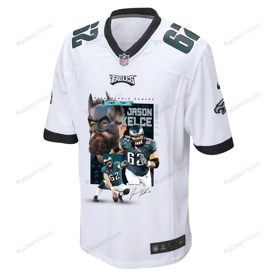 Jason Kelce 62 Philadelphia Eagles The Fat Bat Game Men Jersey - White