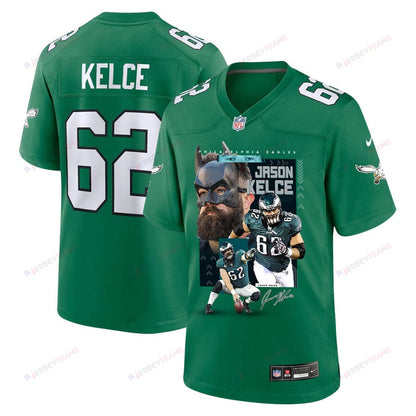 Jason Kelce 62 Philadelphia Eagles The Fat Bat Alternate Game Men Jersey - Kelly Green