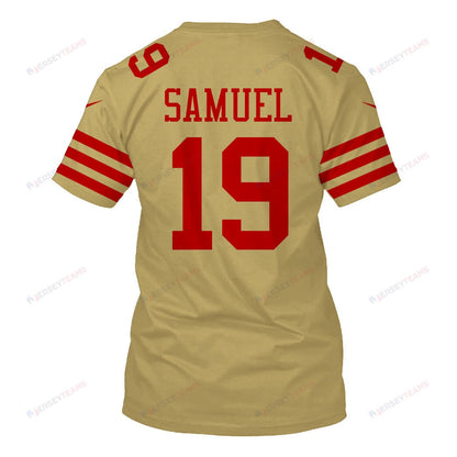 Deebo Samuel 19 San Francisco 49ers Super Bowl LVIII All Over Print T-shirt - Gold