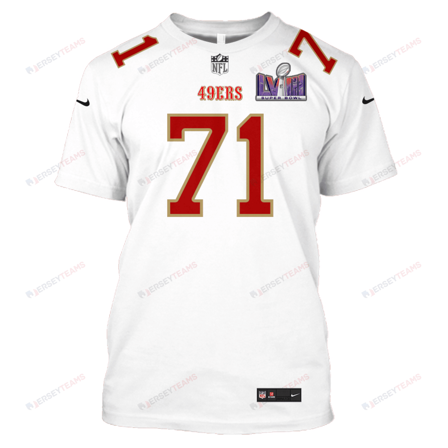 Trent Williams 71 San Francisco 49ers Super Bowl LVIII All Over Print T-shirt - White