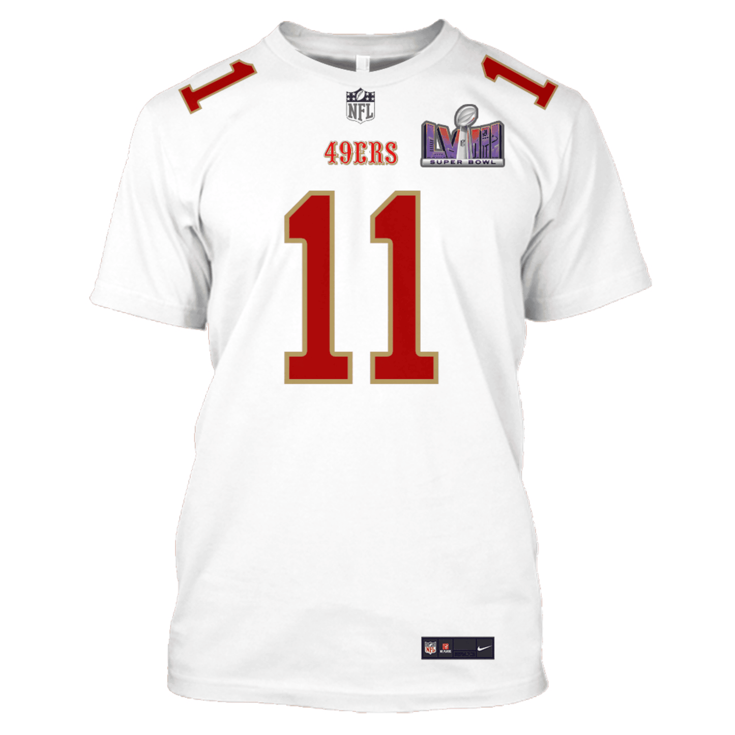 Brandon Aiyuk 11 San Francisco 49ers Super Bowl LVIII All Over Print T-shirt - White