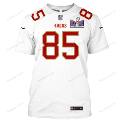 George Kittle 85 San Francisco 49ers Super Bowl LVIII All Over Print T-shirt - White