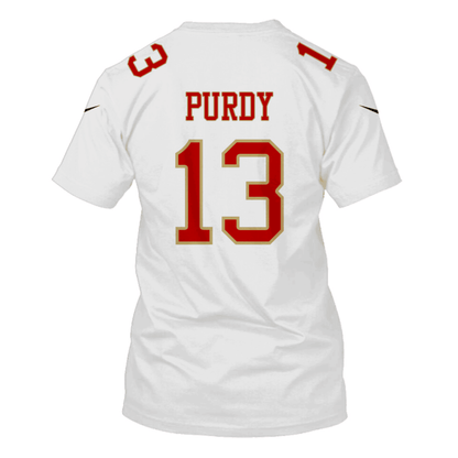 Brock Purdy 13 San Francisco 49ers Super Bowl LVIII All Over Print T-shirt - White