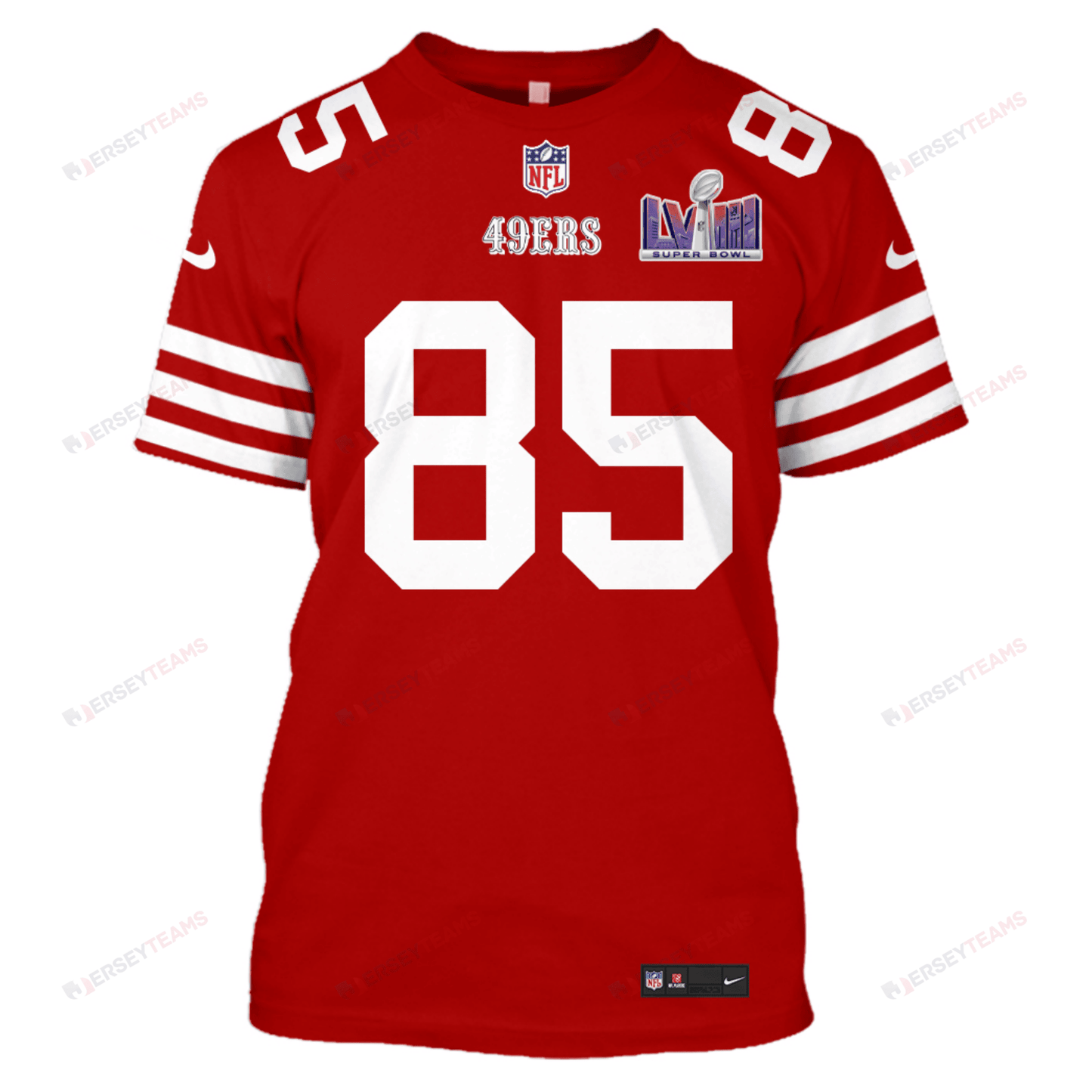 George Kittle 85 San Francisco 49ers Super Bowl LVIII All Over Print T-shirt - Scarlet