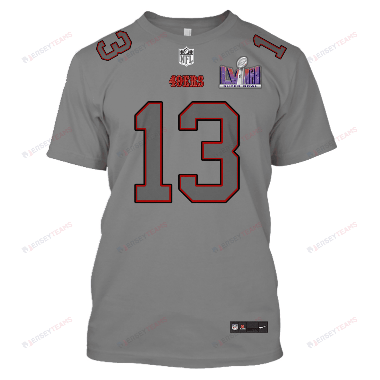 Brock Purdy 13 San Francisco 49ers Super Bowl LVIII All Over Print T-shirt - Gray