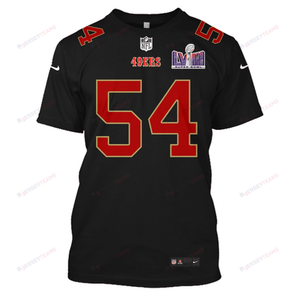 Fred Warner 54 San Francisco 49ers Super Bowl LVIII All Over Print T-shirt - Black