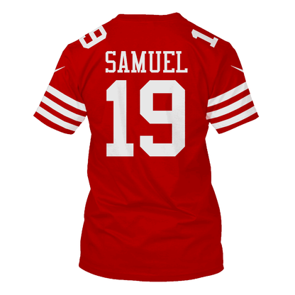 Deebo Samuel 19 San Francisco 49ers Super Bowl LVIII All Over Print T-shirt - Scarlet