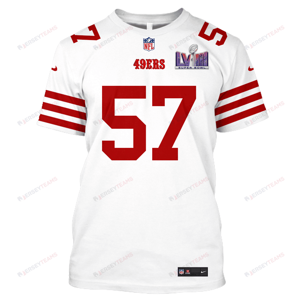 Dre Greenlaw 57 San Francisco 49ers Super Bowl LVIII All Over Print T-shirt - White