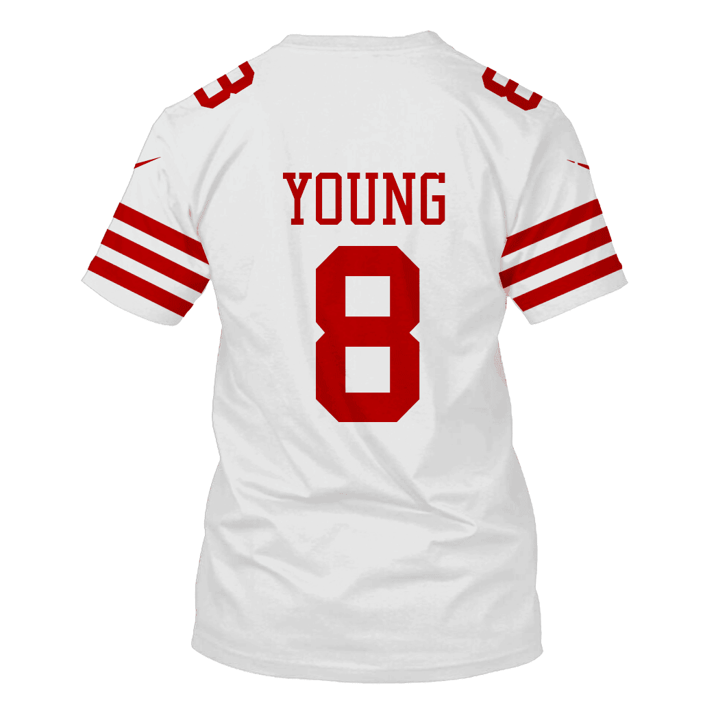 Steve Young 8 San Francisco 49ers Super Bowl LVIII All Over Print T-shirt - White