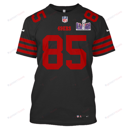 George Kittle 85 San Francisco 49ers Super Bowl LVIII All Over Print T-shirt - Black
