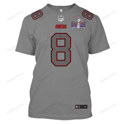 Steve Young 8 San Francisco 49ers Super Bowl LVIII All Over Print T-shirt - Gray