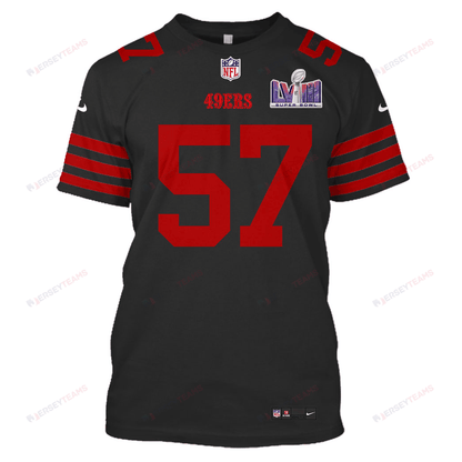 Dre Greenlaw 57 San Francisco 49ers Super Bowl LVIII All Over Print T-shirt - Black
