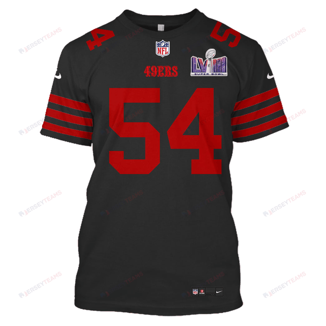 Fred Warner 54 San Francisco 49ers Super Bowl LVIII All Over Print T-shirt - Black