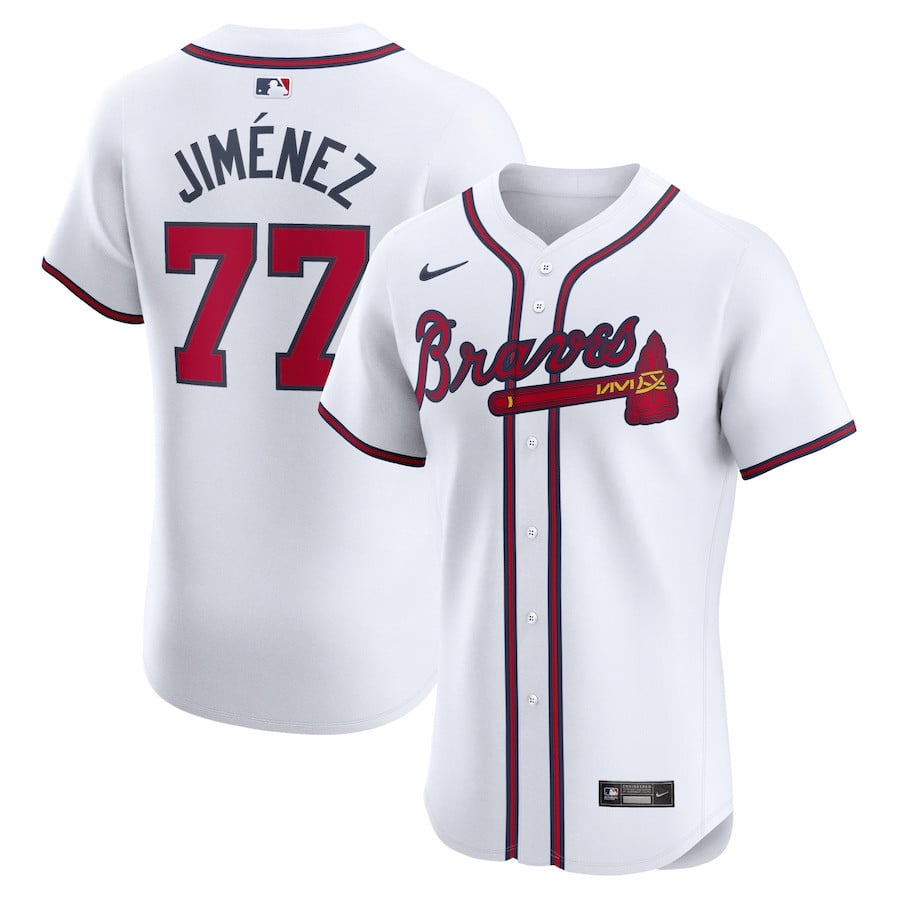 Joe Jimenez 77 Atlanta Braves Home Elite Player Men Jersey - White