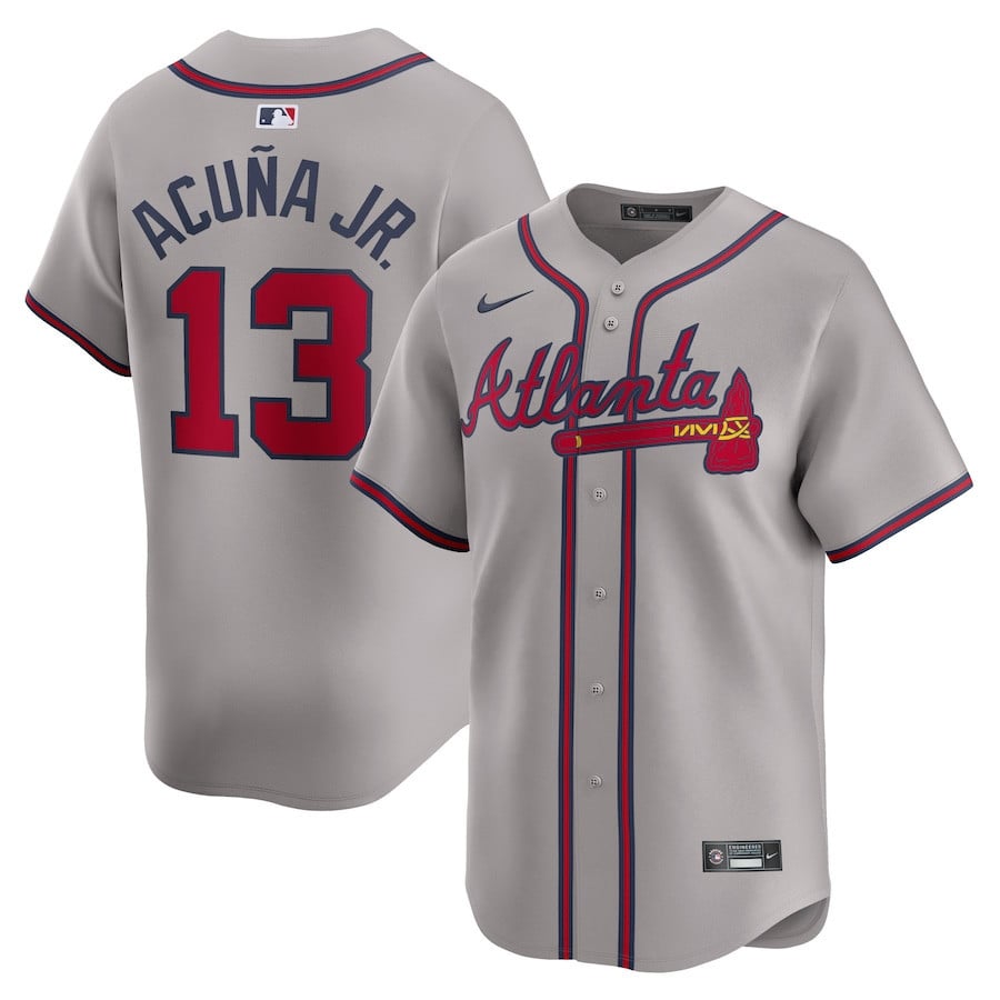 Ronald Acuña Jr. 13 Atlanta Braves Away Limited Player Men Jersey - Gray