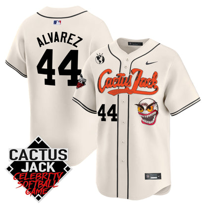 Yordan Álvarez 44 Houston Astros Cactus Jack Celebrity Softball Game Patch Men Jersey - Cream