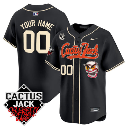 Houston Astros Cactus Jack Celebrity Softball Game Patch Custom Men Jersey - Black